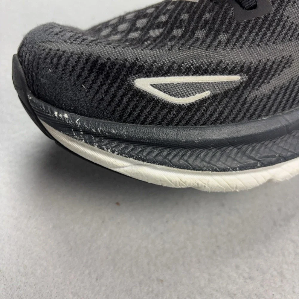 Hoka One One Clifton 9 Running Shoes Mens Size 11.5 Black Cushioned 1127895 BWHT
